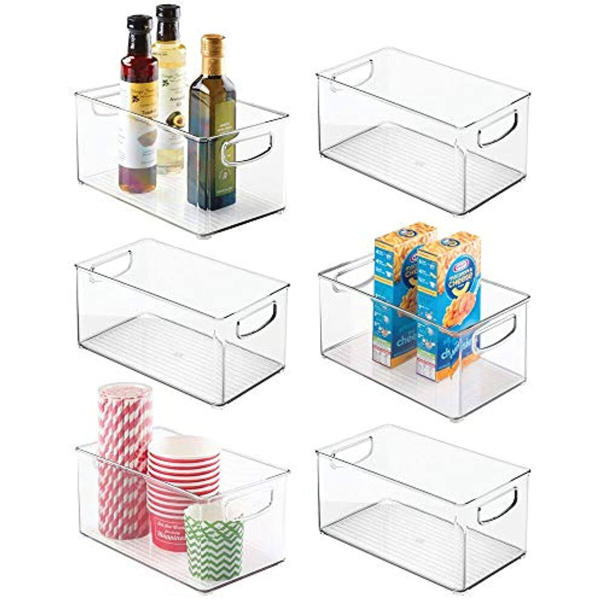 6 Pack Plastic Kitchen Food Storage Bin with Handles N5255