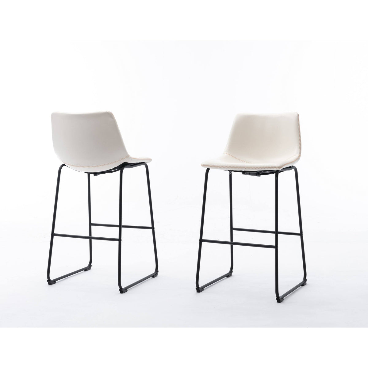 Charcoal Faux Leather Bar Stool Set of 2 U1386