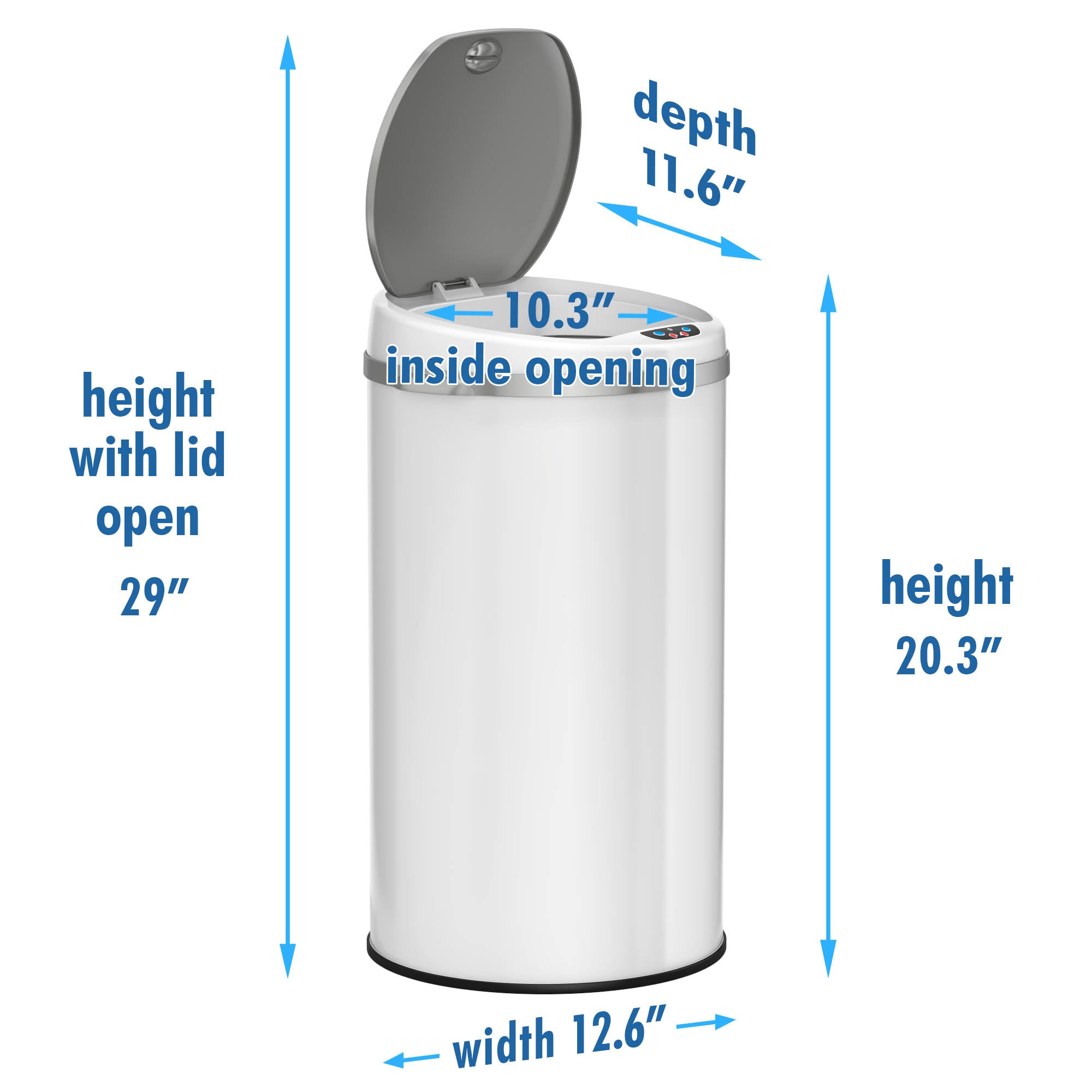 Pearl White 8 Gal Motion Sensor Trash Can E5016