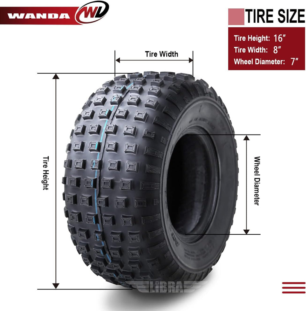 Set of 2 ATV Tires 16x8-7 4PR F14625