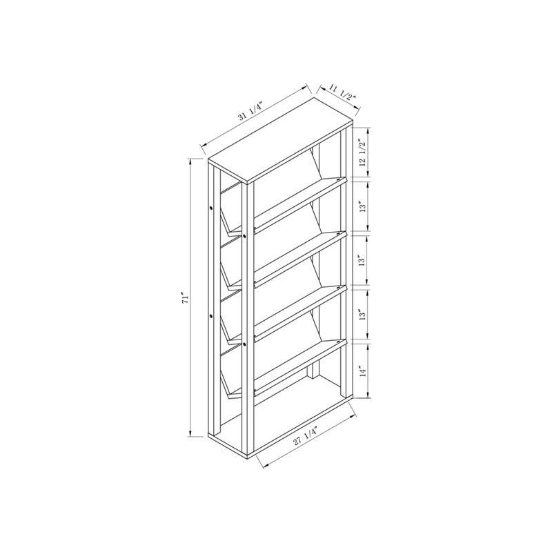 Walnut Wood 5-Shelf Etagere Bookcase U5500