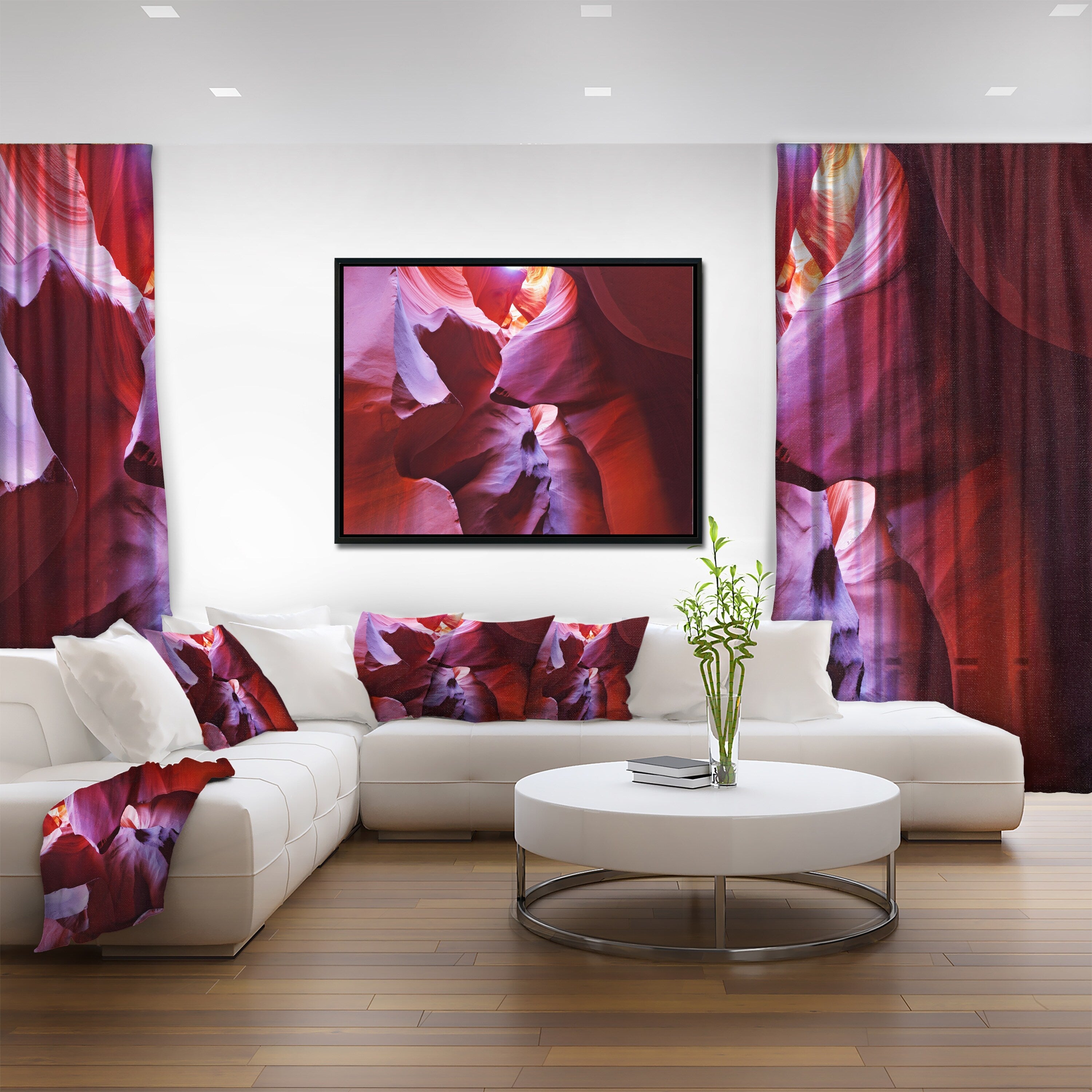 Purple Rays in Antelope Canyon Framed Canvas Print 40 in. x 30 in. S20779