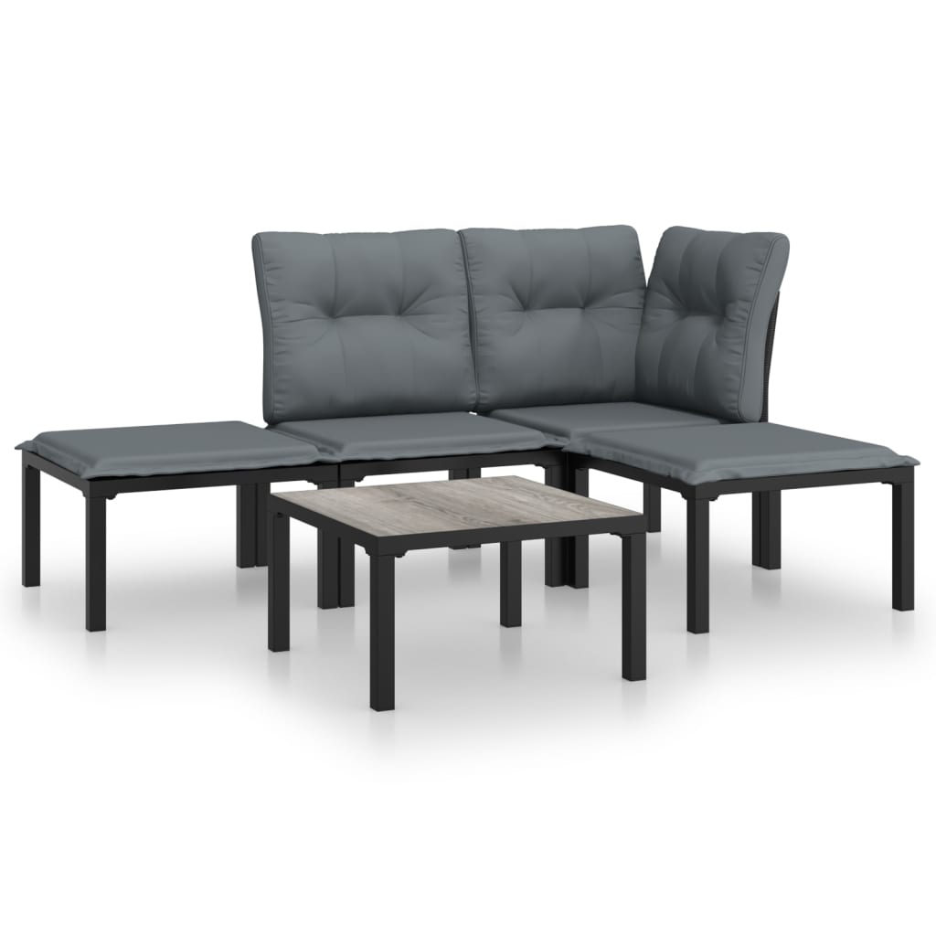 5 Piece Outdoor Patio Furniture Set with Dark Gray Seat and Back Cushions P62402