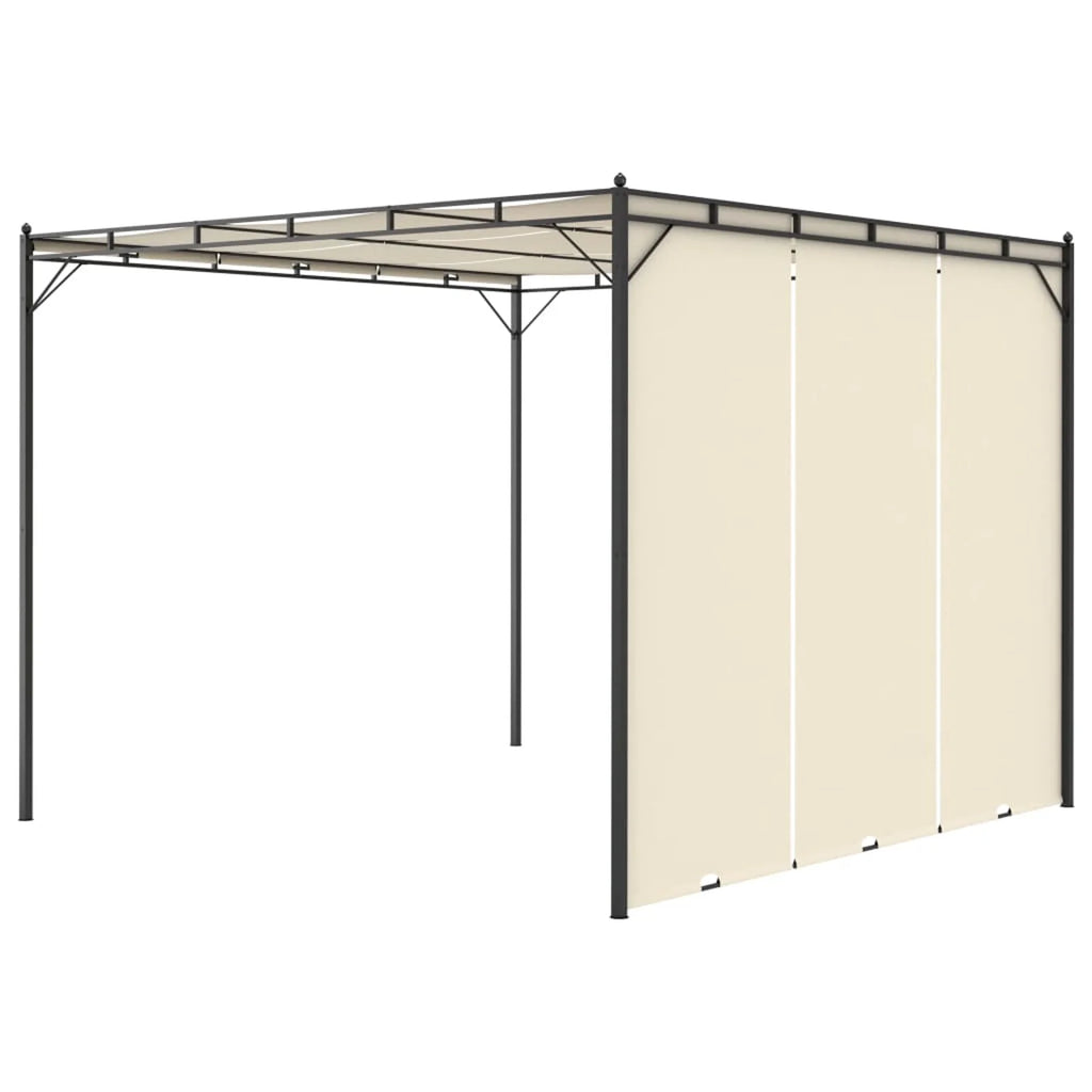 Cream Steel Frame Garden Gazebo with Side Curtain Canopy Tent I605802