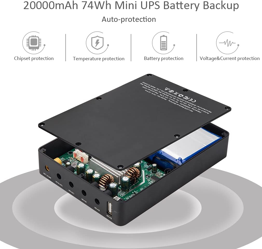 Mini UPS Battery Backup 20000mAh Uninterruptible Power Supply with Input DC Output USB 5V DC 5V 9V 12V 3A Q242455