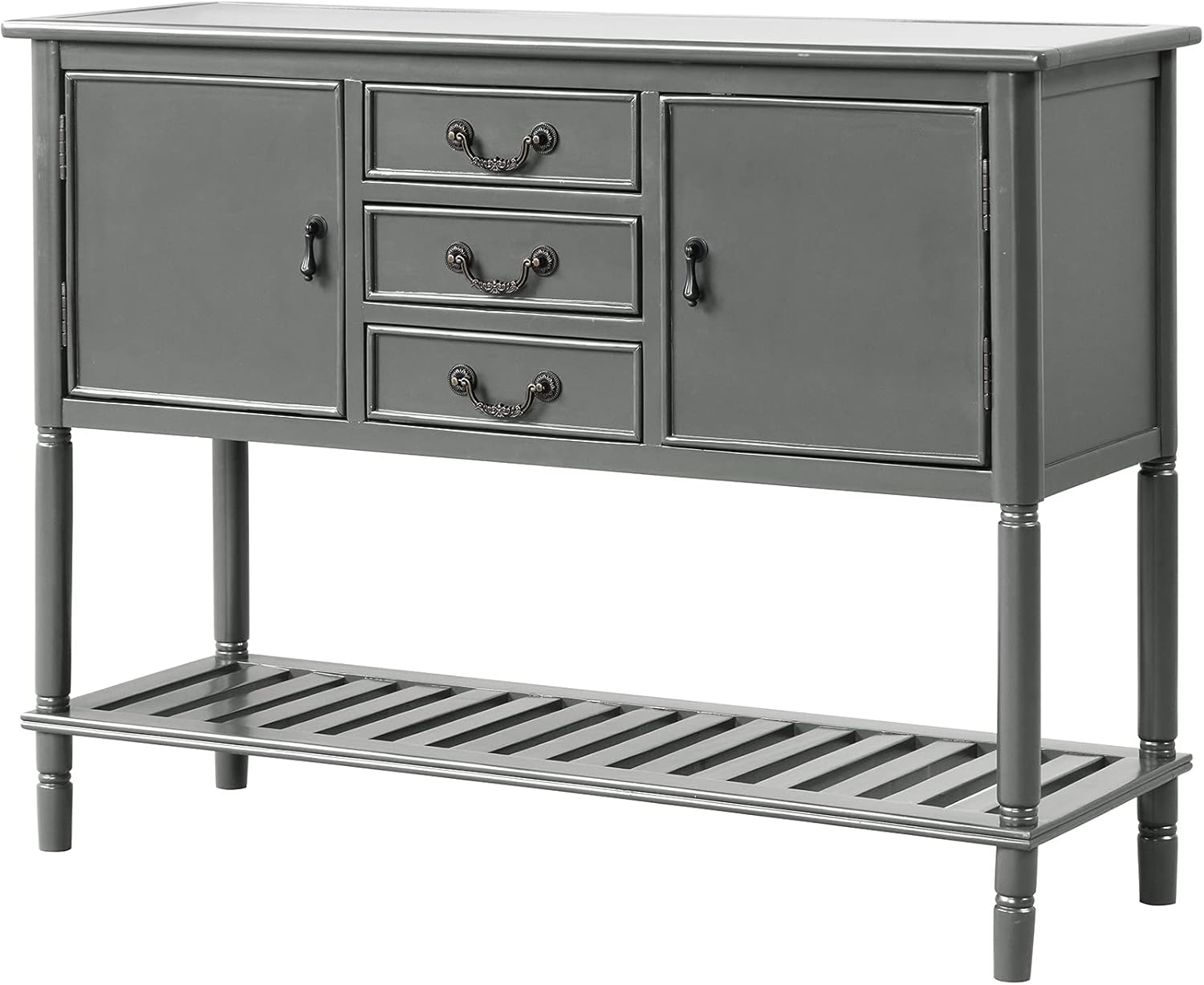 Navy Blue Solid Wood Console Table with 3 Drawers, 2 Cabinet, 1 Shelf B566648