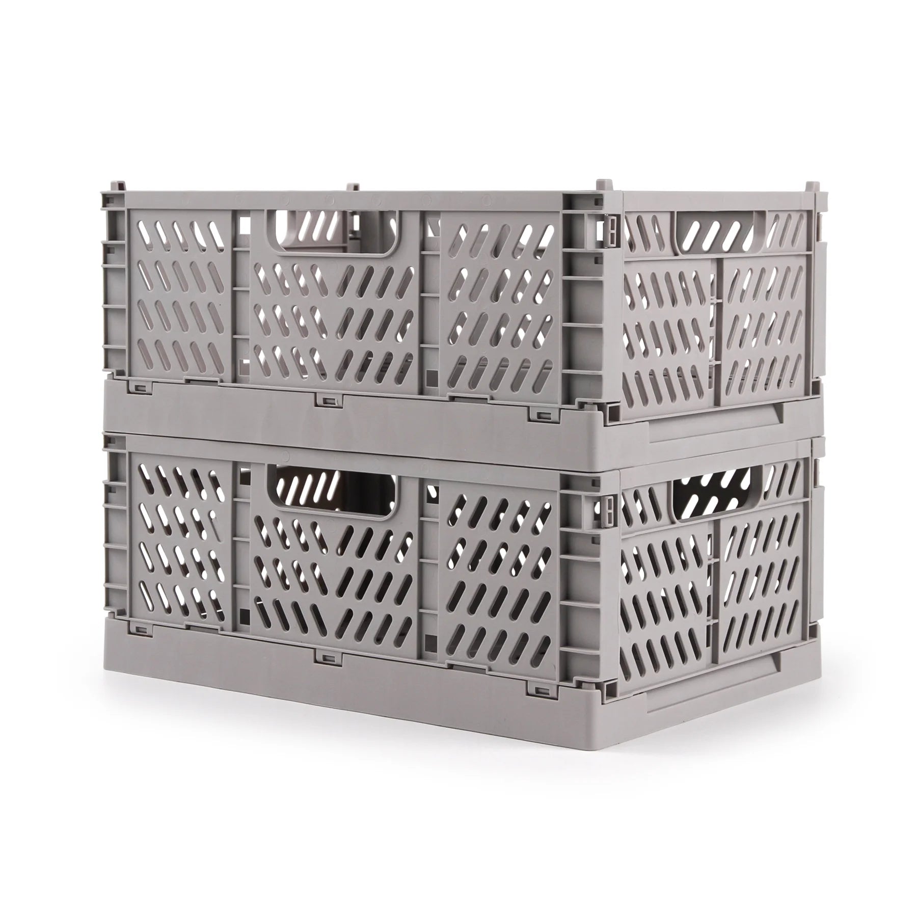 Collapsible Plastic Storage Crates, 6L, Gray, 2 Pack M6941