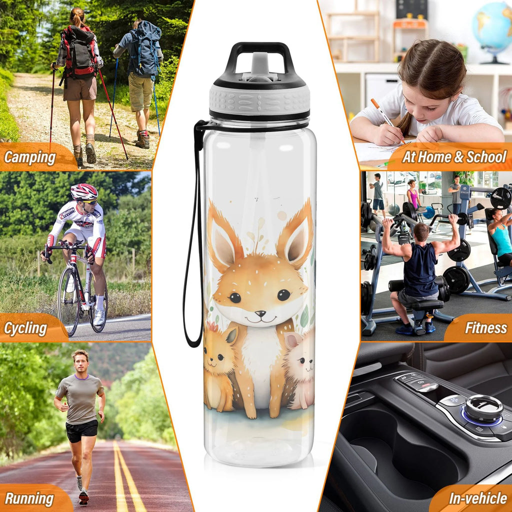 32oz Tritan Leakproof Clear Water Bottle with Straw J283226