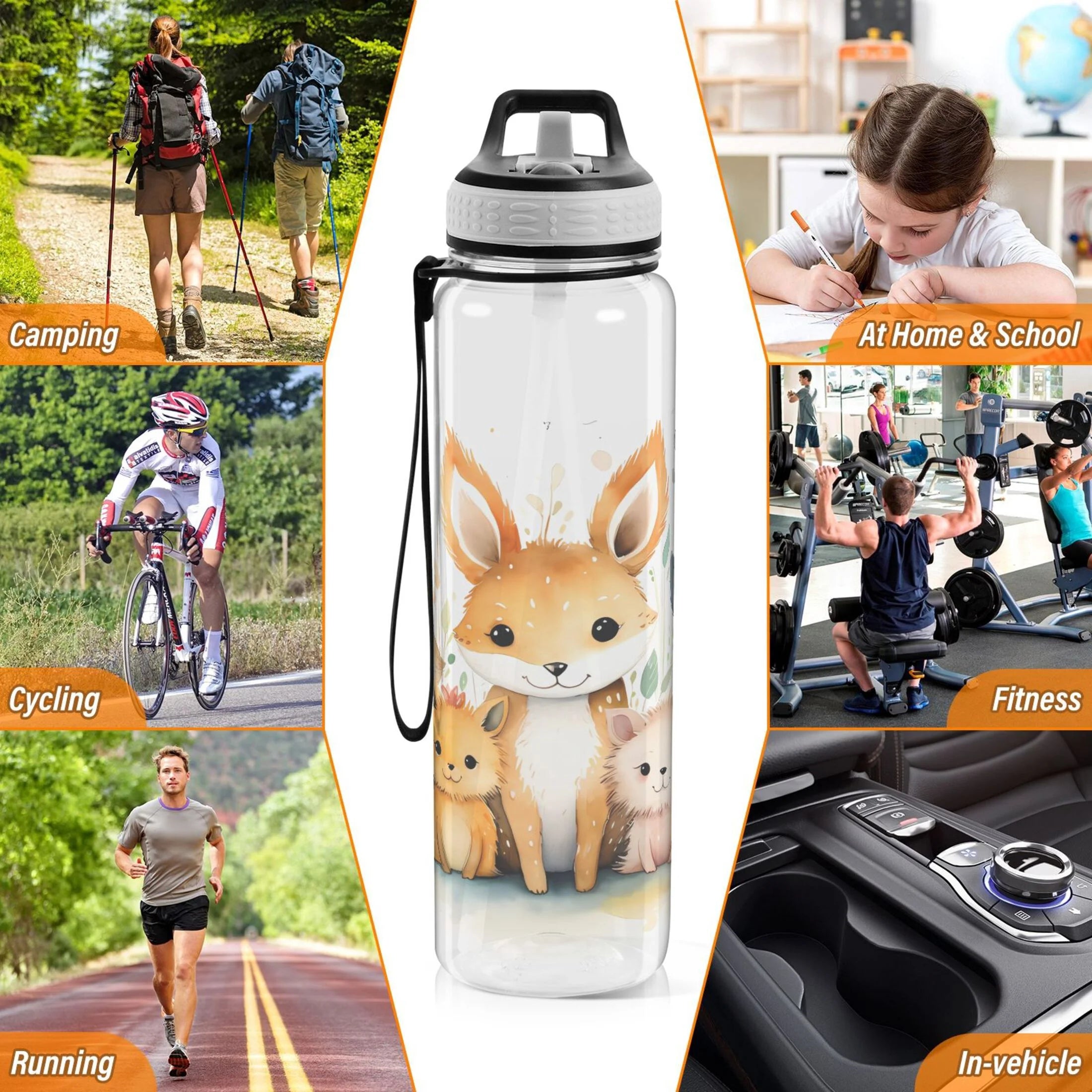 32oz Tritan Leakproof Clear Water Bottle with Straw J283226