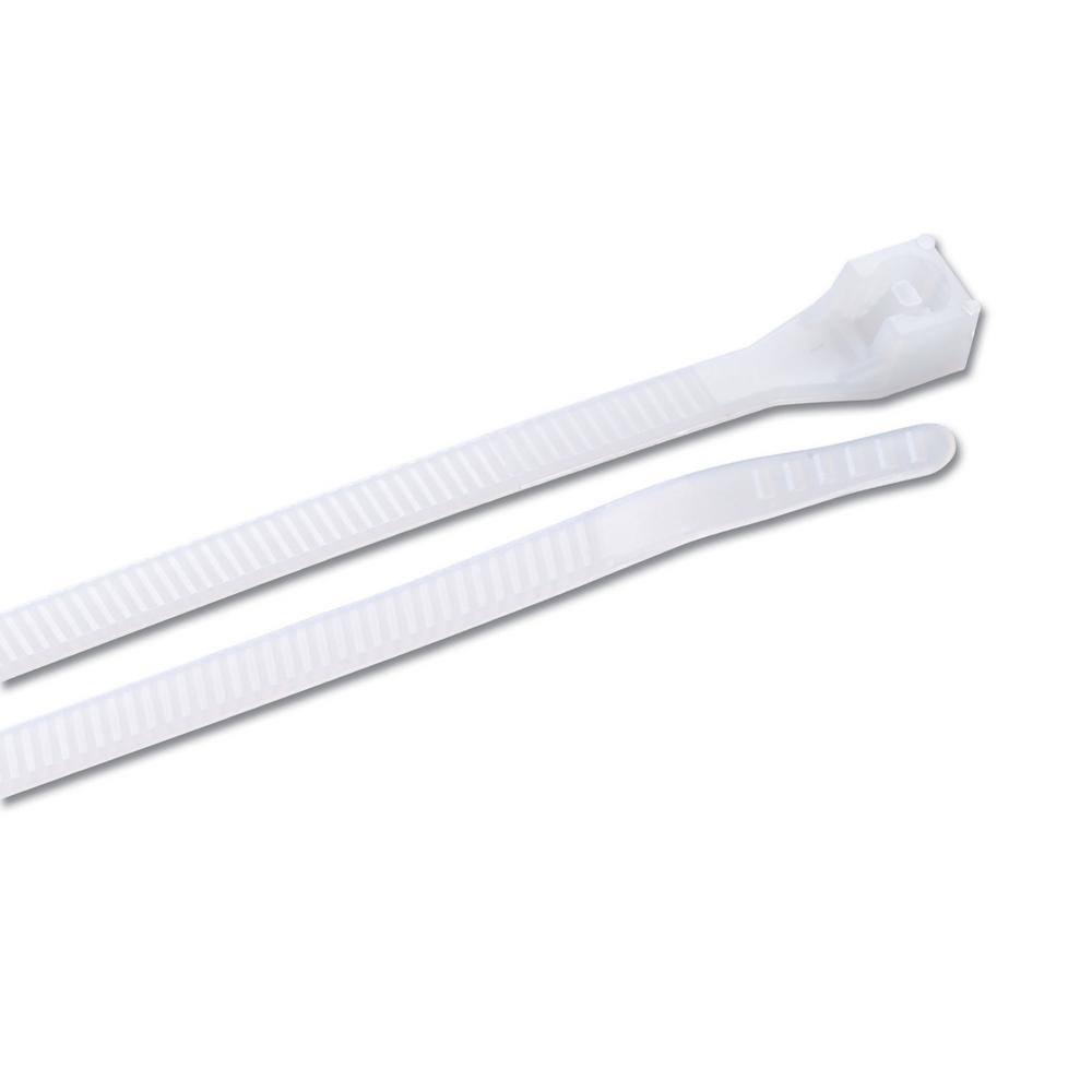 White 11 in. Cable Tie 75 lb. 100-Pack Case of 10 V877