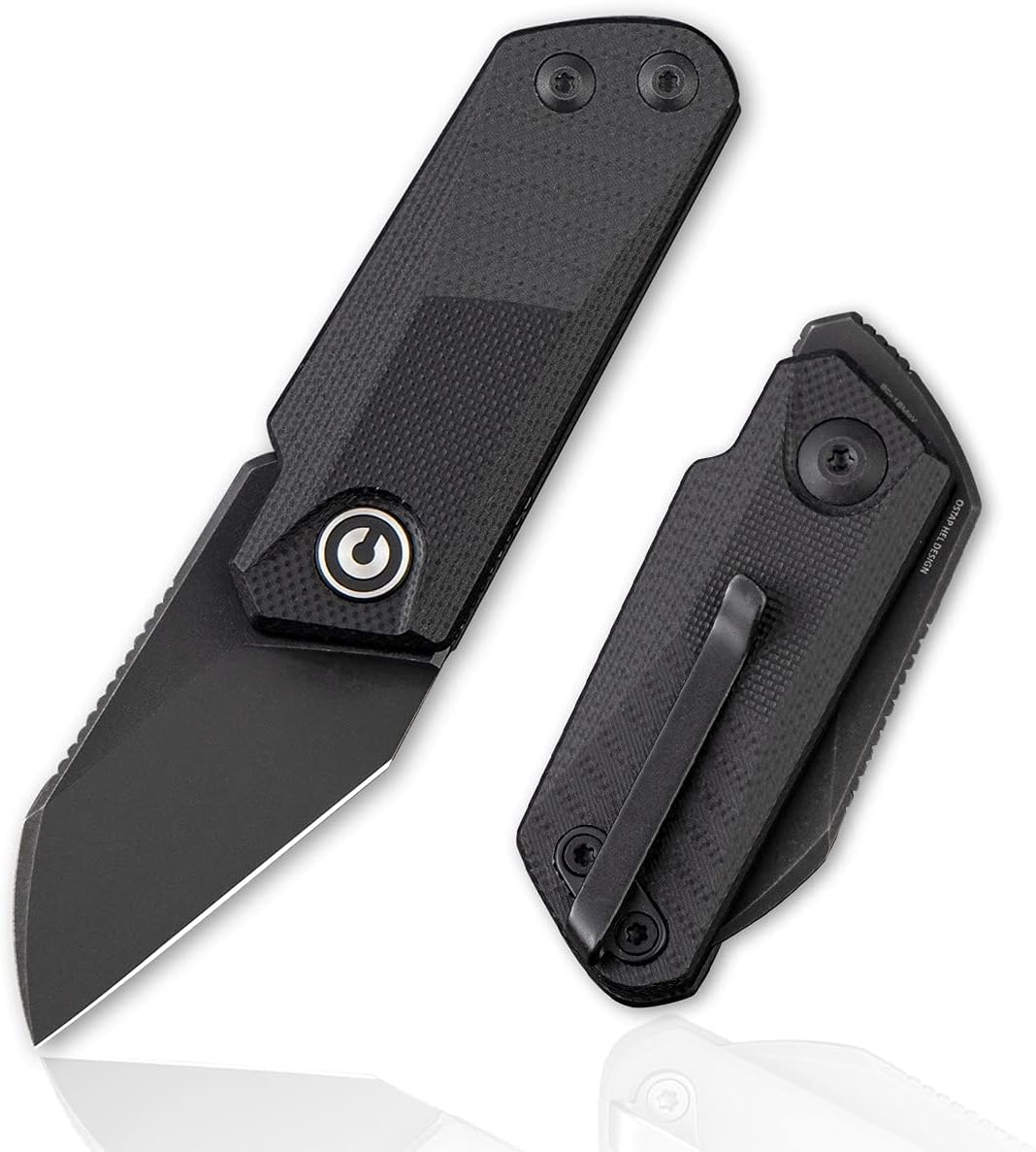 Black Front Flipper Pocket Knife with Deep Carry Pocket Clip Y5354
