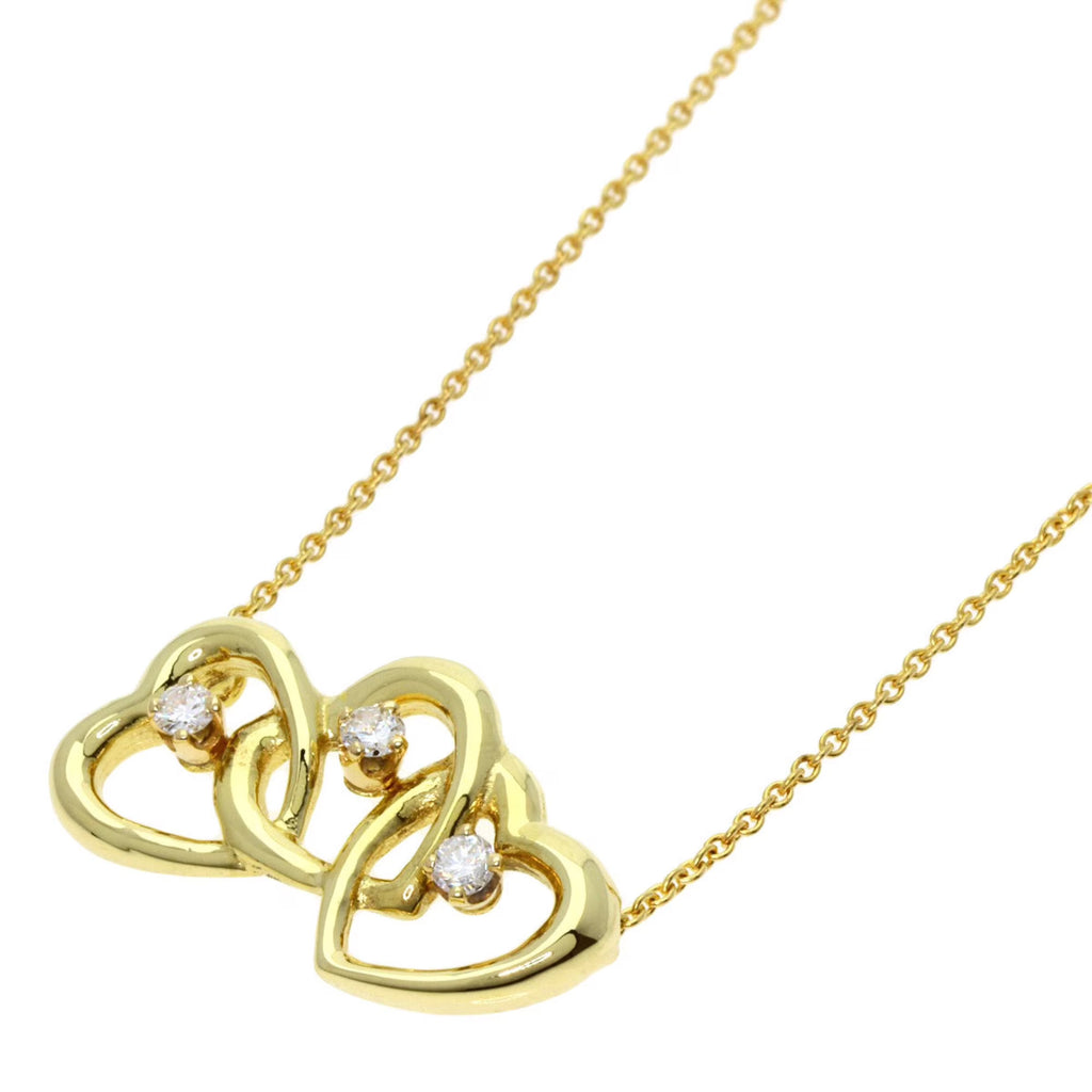 Tiffany Triple Heart Diamond Necklace K18 Yellow Gold Q28888