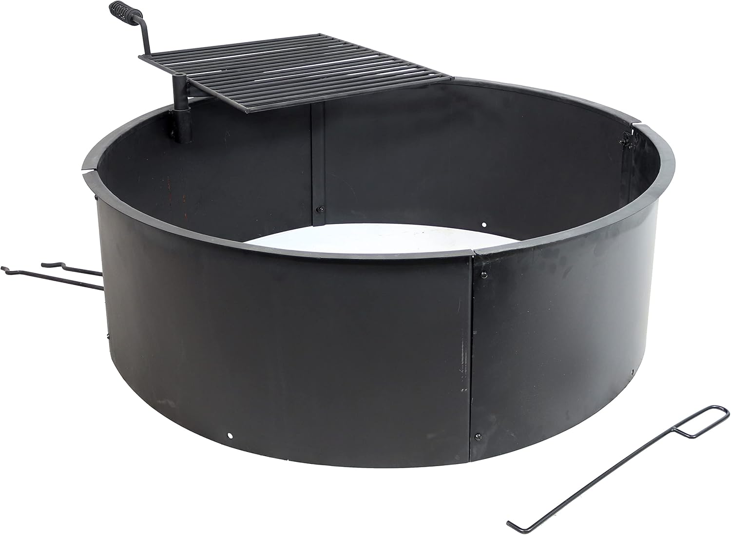 36 Inch Heavy Duty Steel Wood Burning Fire Pit with Cooking Grate and Fire Poker S8911