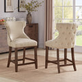 Beige Linen Upholstered Counter Height Stools, Set of 2 P644