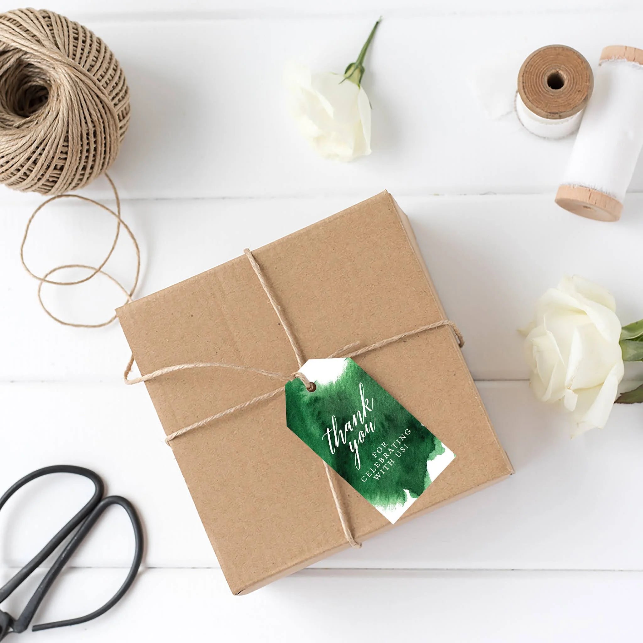 Emerald Green Watercolor Cardstock Gift Tags 100-Pk U803431