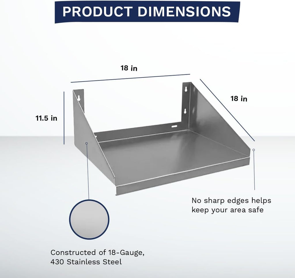 NSF Wall-Mounted Microwave Shelf 24" Wx18 D 175 Lb. Weight Capacity V128469