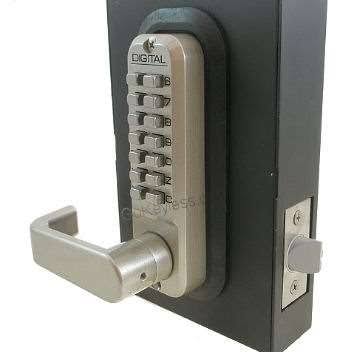 Antique Brass Passage Door Lever with Keyless Lock B34779