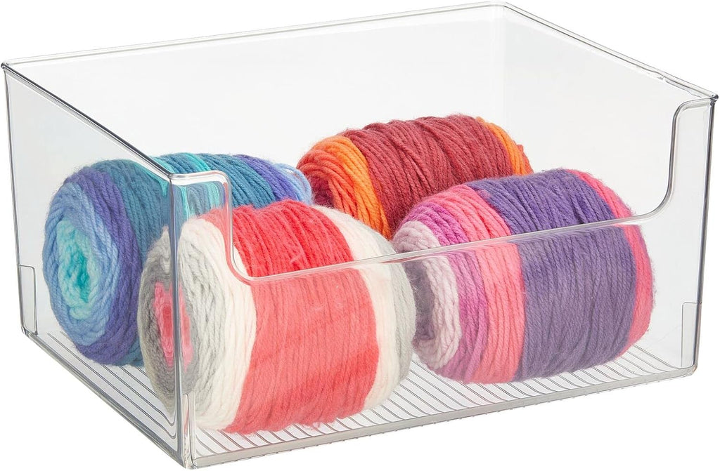 Clear Stackable Open Front Storage Organizer Bin Basket 4 Pack X549