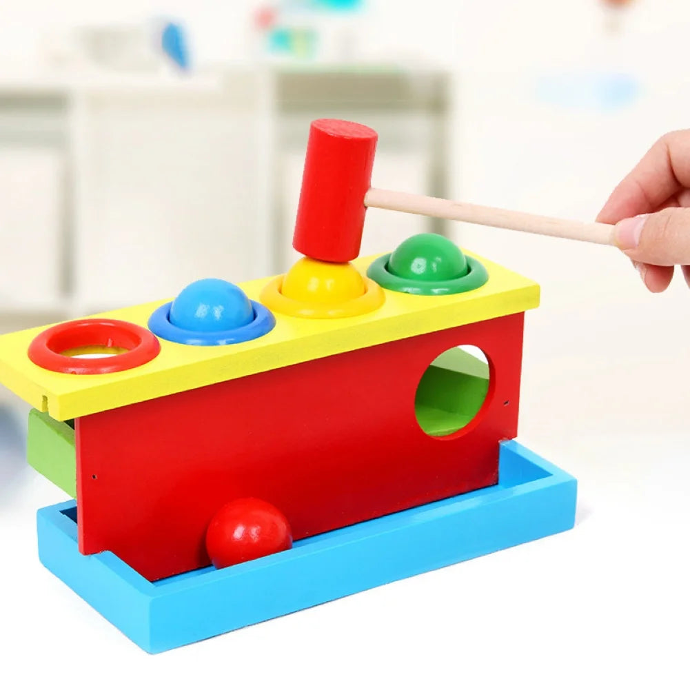Kid Wooden Color Match Hammering Ball Box Puzzle Game Hand Piling Interactive Toy K581