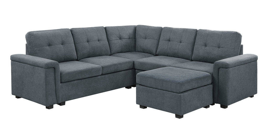 Gray Fabric Sectional Sofa Set with Ottoman S429953