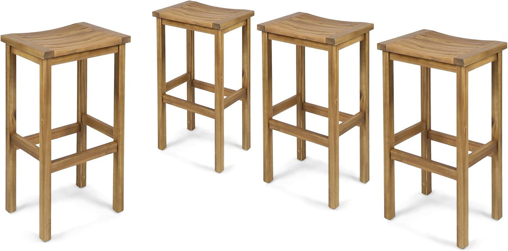 Natural Stained Acacia Wood Barstools, 4-Pcs Set V405