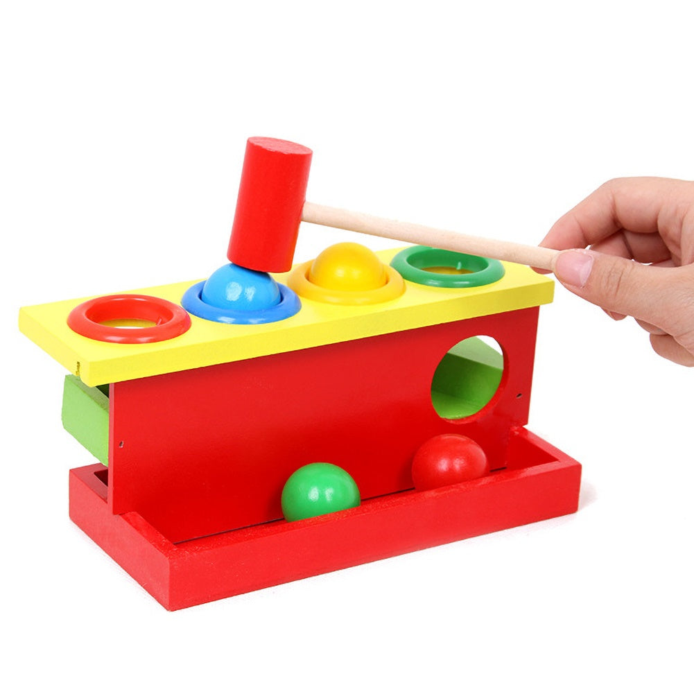 Kid Wooden Color Match Hammering Ball Box Puzzle Game Hand Piling Interactive Toy K581