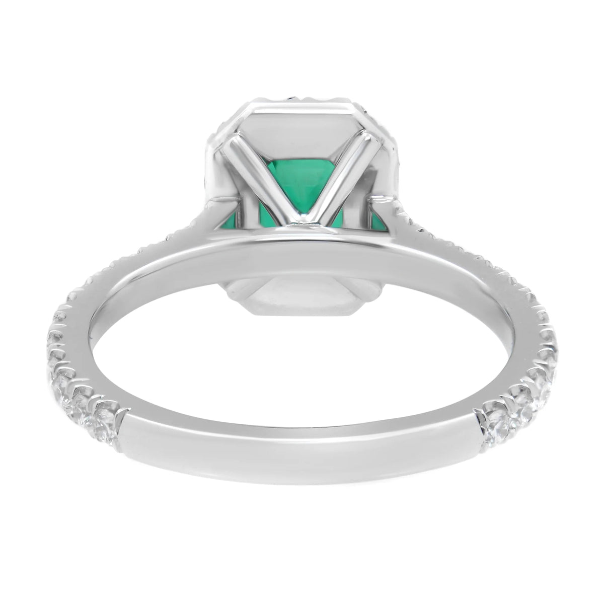 Emerald Diamond Halo Engagement Ring Platinum O41374
