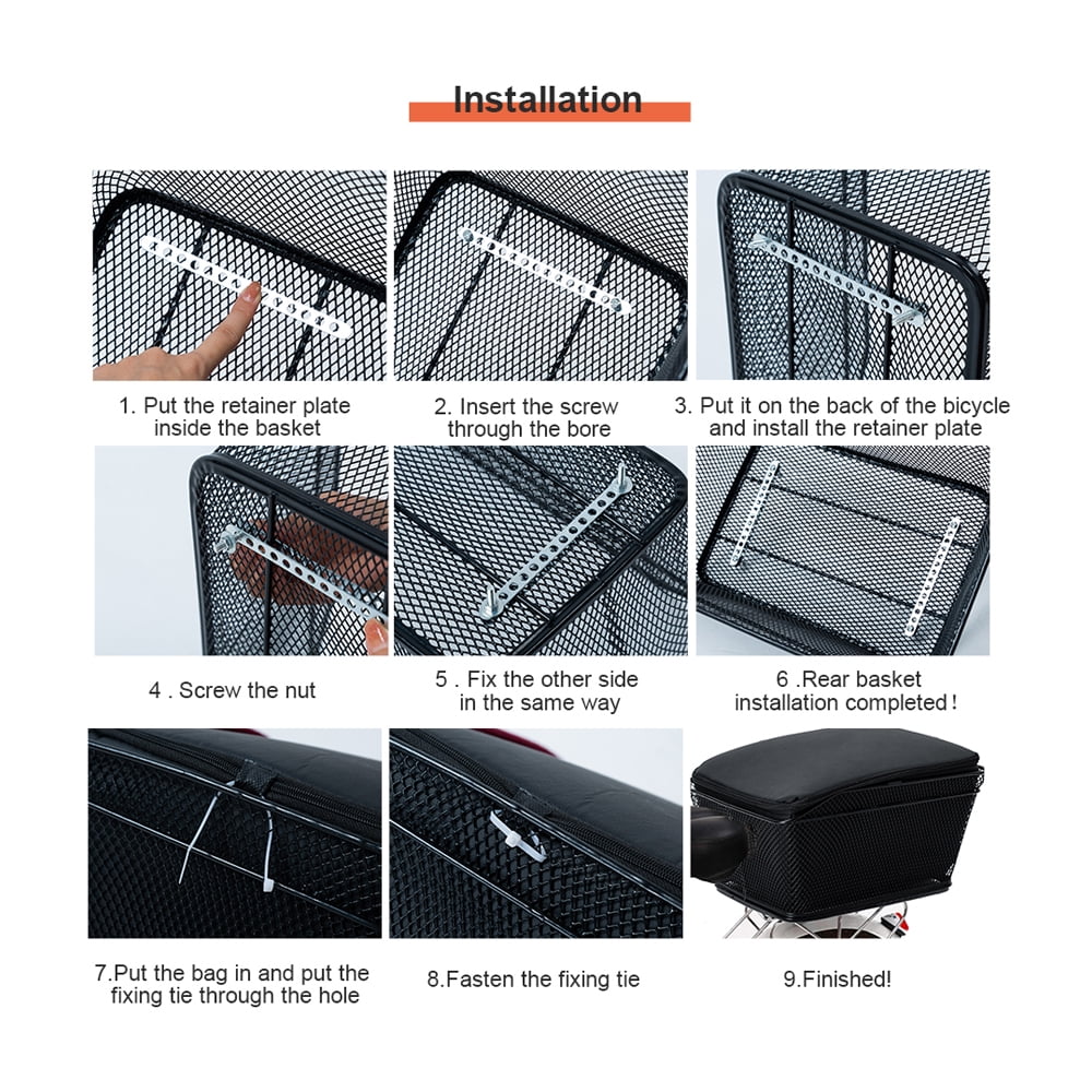 Rear Bike Metal Wire Waterproof Basket W97082