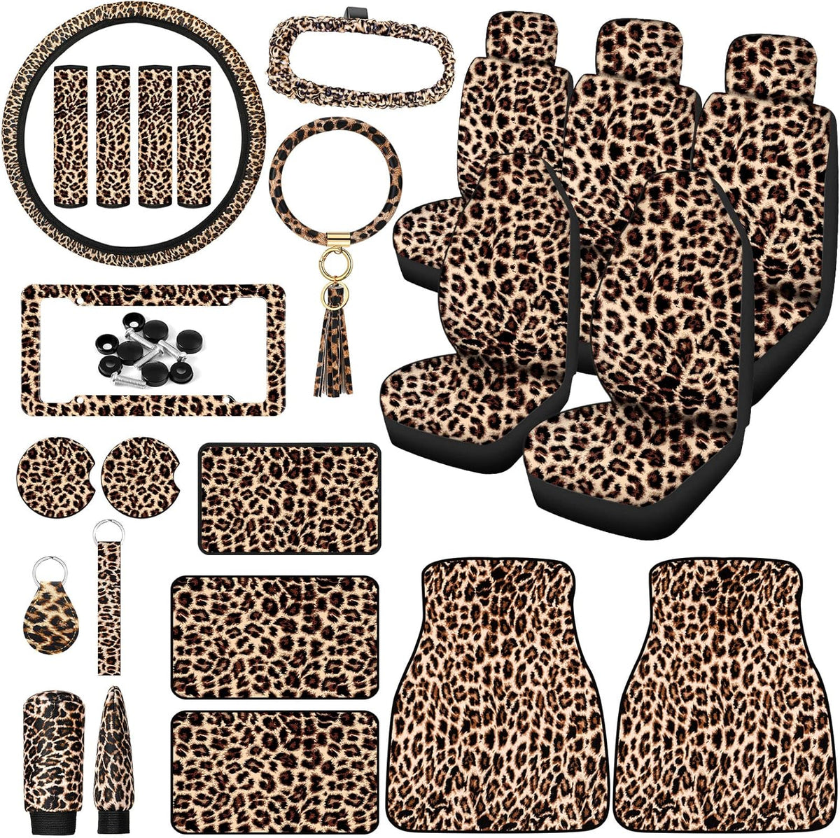 Leopard Print Car Accessories Set K6574