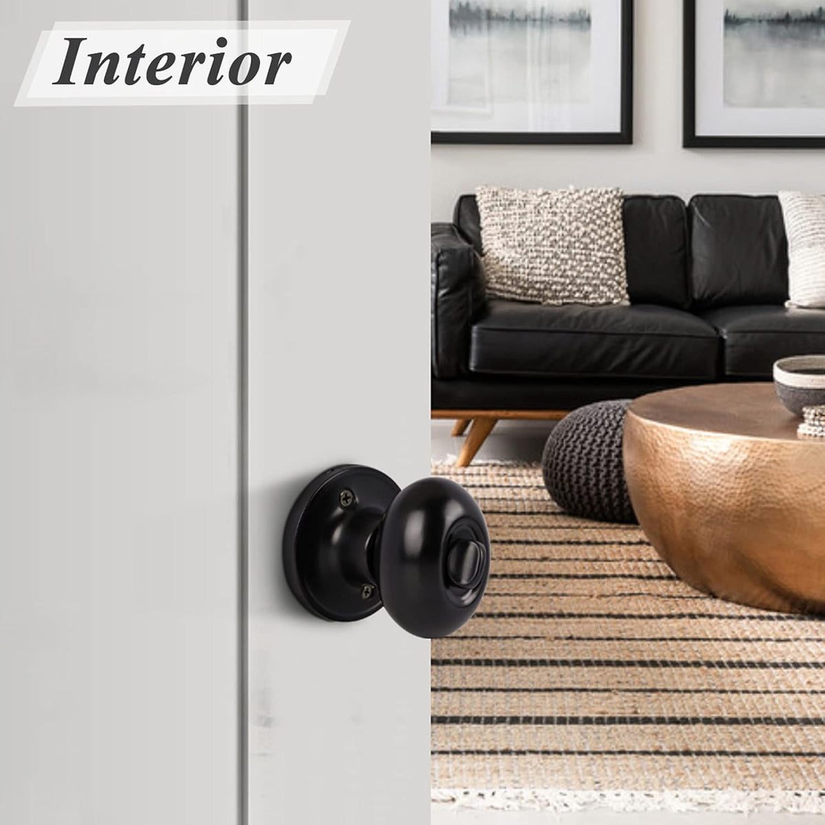 5 Pack Black Door Knobs Privacy Locks Z615362