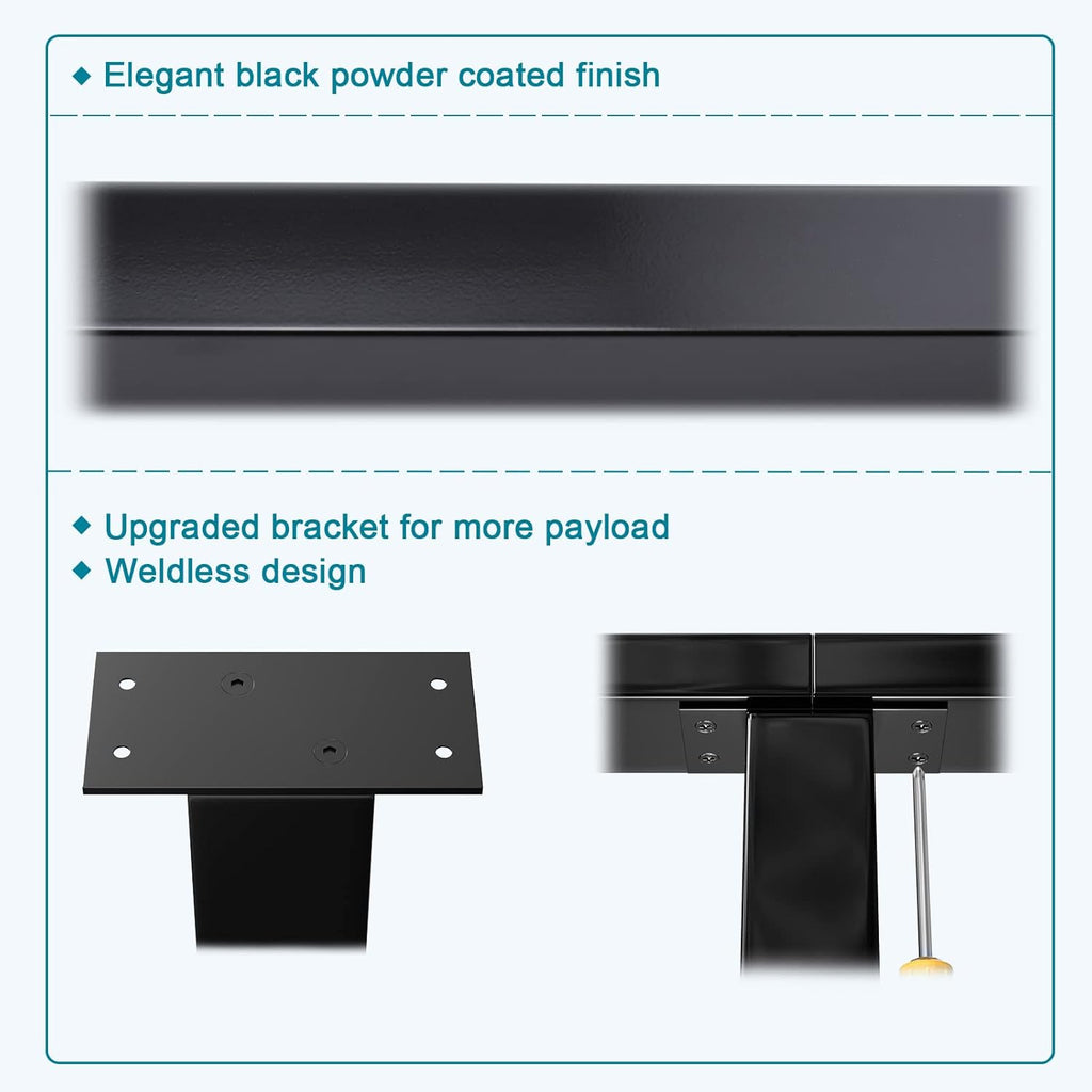 4Pack 36''x2''x2'' Black Square Weldless Stainless Steel Pre-Drilled Cable Railing Post R348866