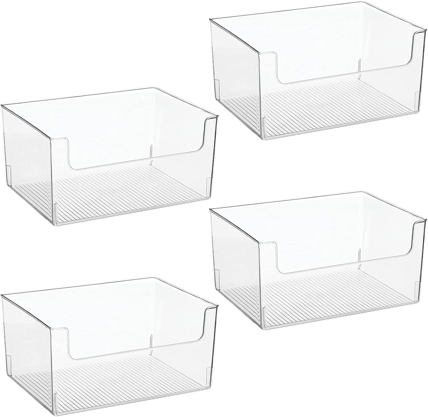 Clear Stackable Open Front Storage Organizer Bin Basket 4 Pack X549