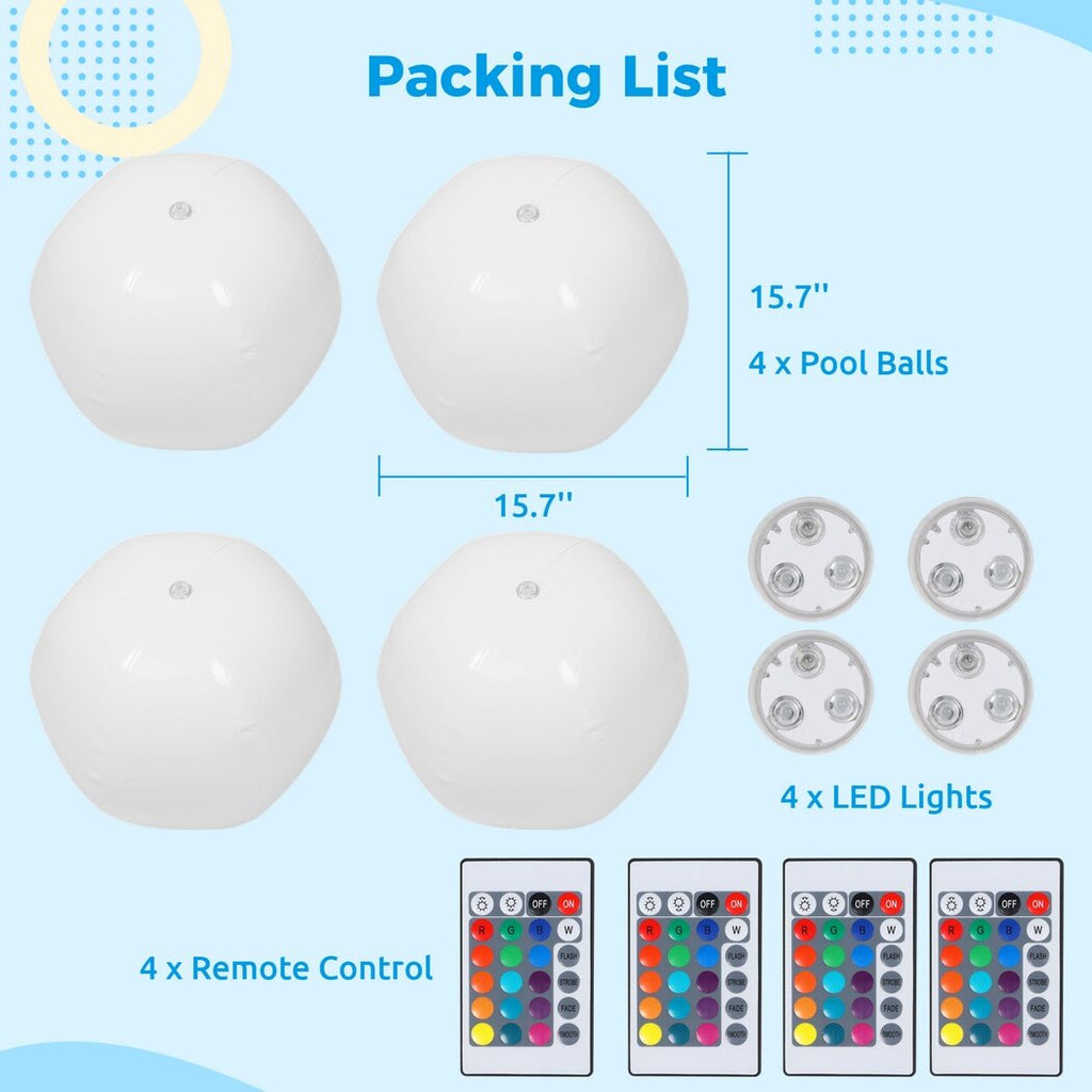 4 Packs Glow in the Dark Inflated Beach Balls B1717