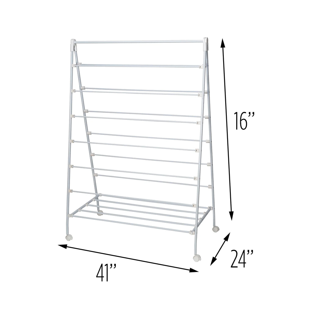 White Collapsible Steel Rolling Clothes Drying Rack D53475