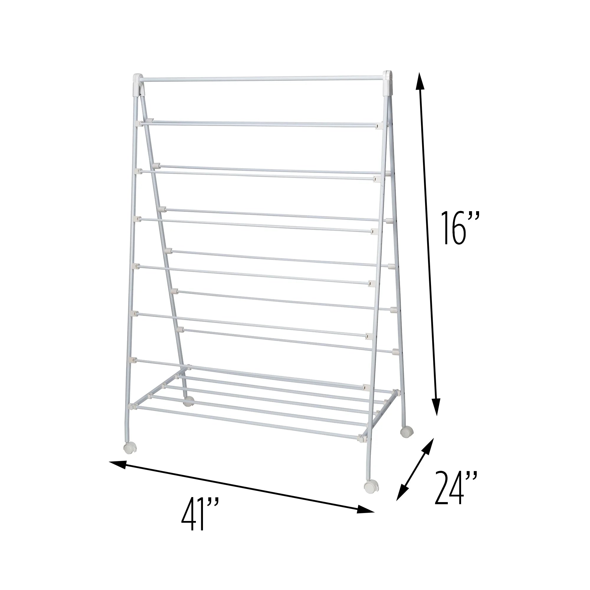 White Collapsible Steel Rolling Clothes Drying Rack D53475