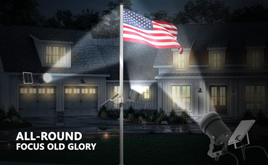 Solar Flag Pole Light 3in1 Design, 2 Brightness, Outdoor Dusk to Dawn X5563