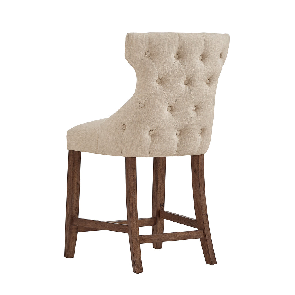 Beige Linen Upholstered Counter Height Stools, Set of 2 P644