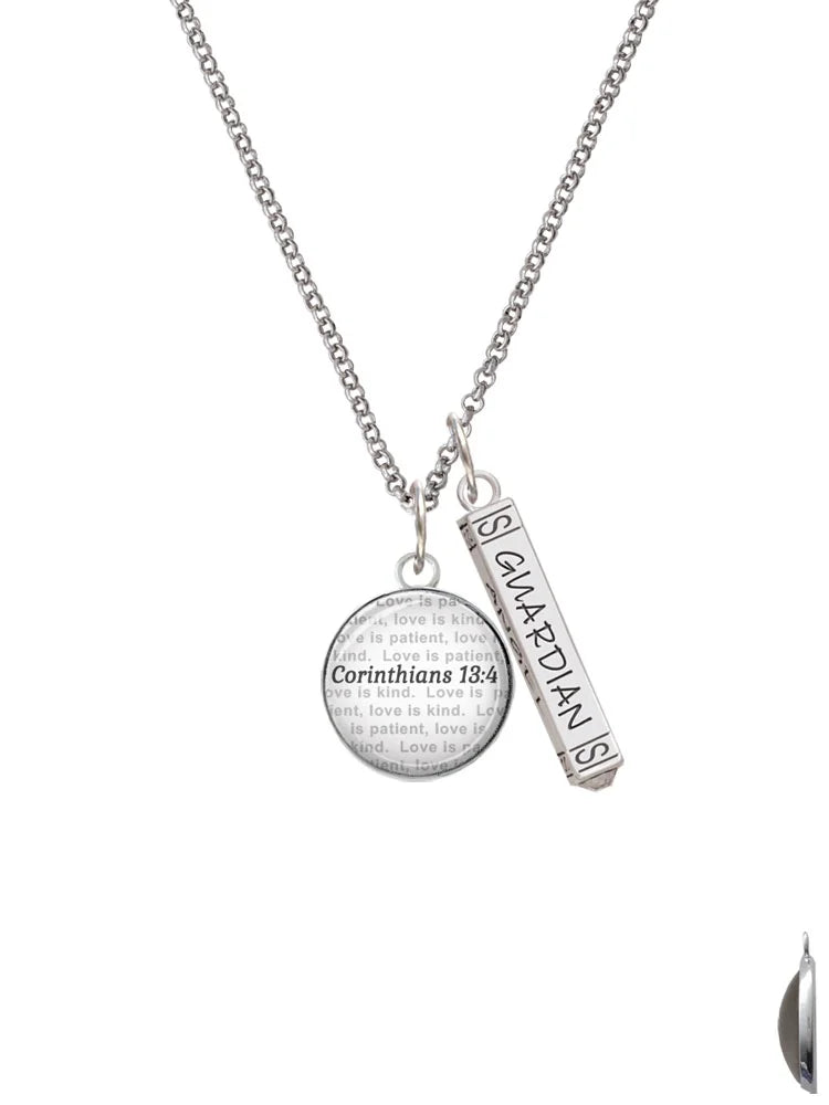 Silvertone Guardian Angel Bar Charm Necklace, 23" G2401
