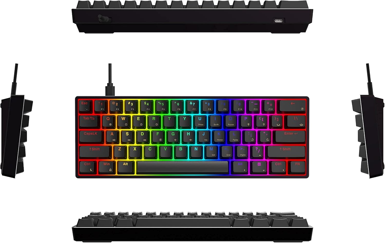 Black 61 Keys Mechanical Gaming Keyboard with Aluminum Case Q90824