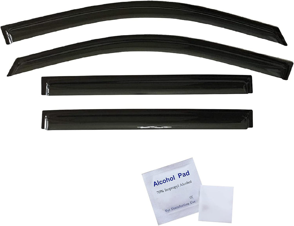 Smoke Tinted Tape-On Side Window Visor Deflectors Rain Guards Pack of 2 U940
