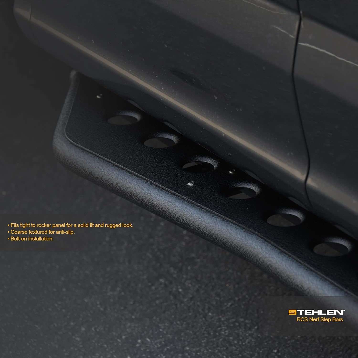 Textured Black Rock Slider Side Step Rail Nerf Bars for Ram 1500 Crew Cab P4377