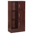 Mahogany 3-Door 6-Shelf Wooden Bookcase W203103