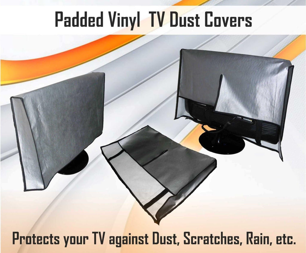 Large Flat Screen TV Vinyl Padded Dust Covers with Remote Control Pocket Pack of 2 J85246