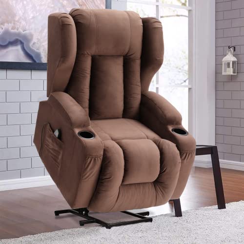 Velvet Electric Lift Recliner Chair with Massage and Heat, USB Ports, 2 Cup Holders G859854