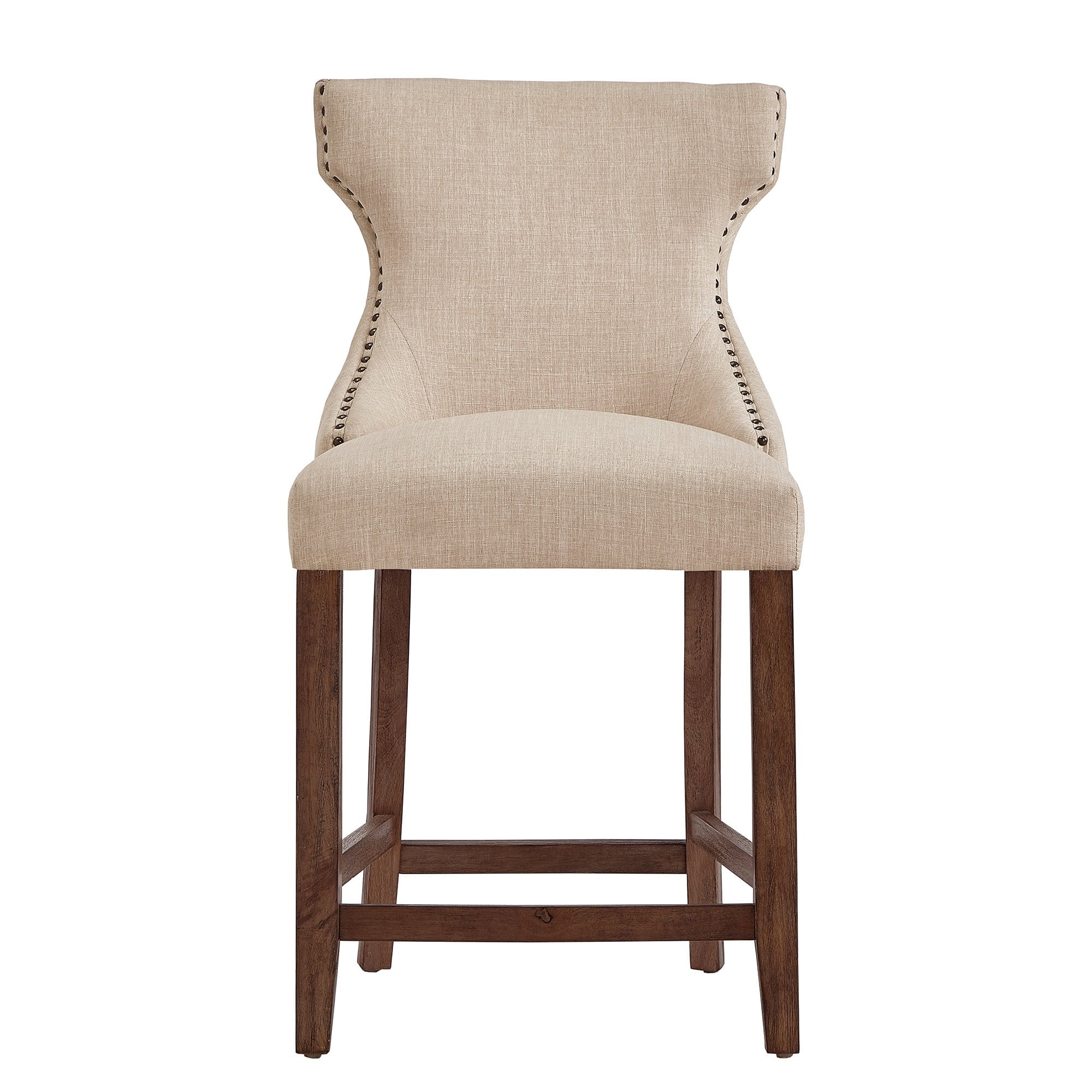 Beige Linen Upholstered Counter Height Stools, Set of 2 P644
