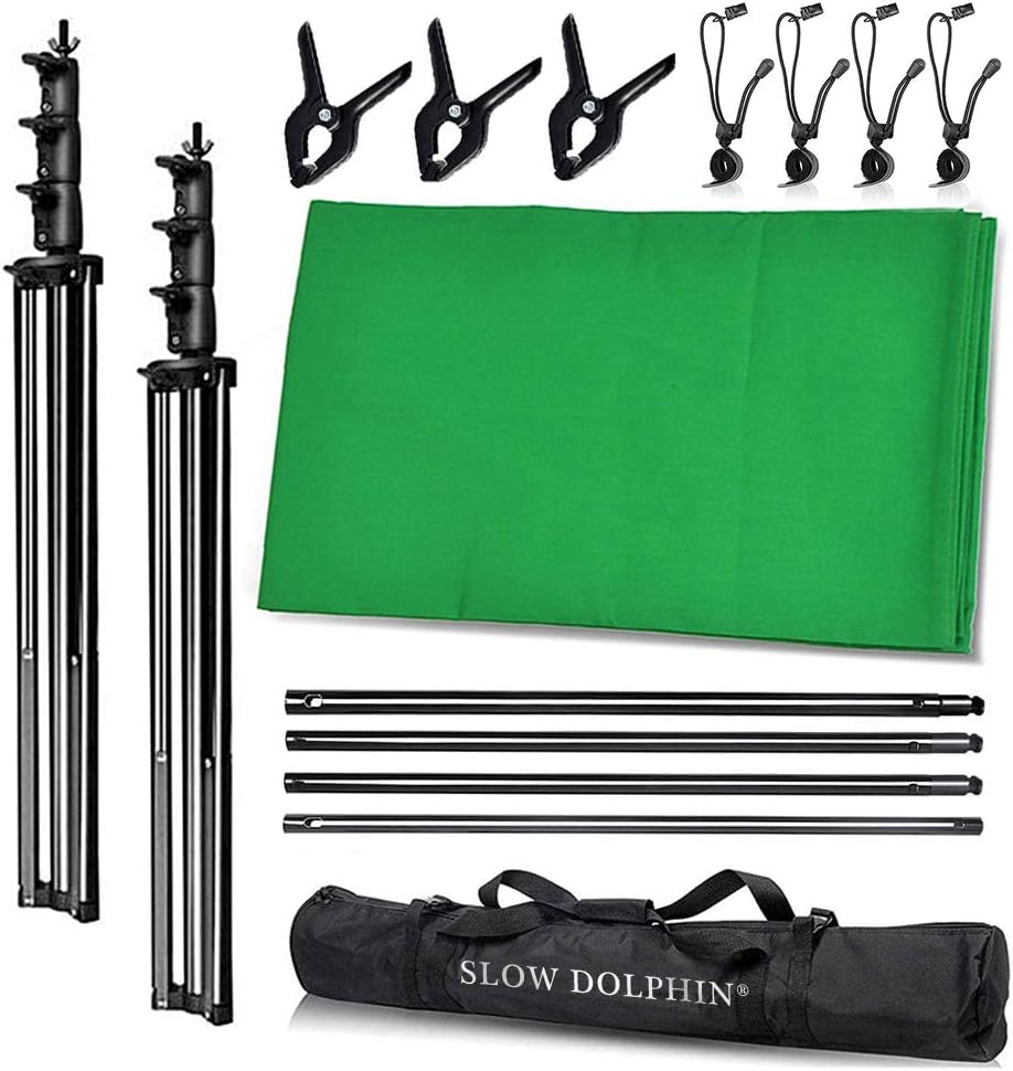 10 x 12ft 100% Cotton Muslin Green Screen Backdrop with Stand Kit F67257