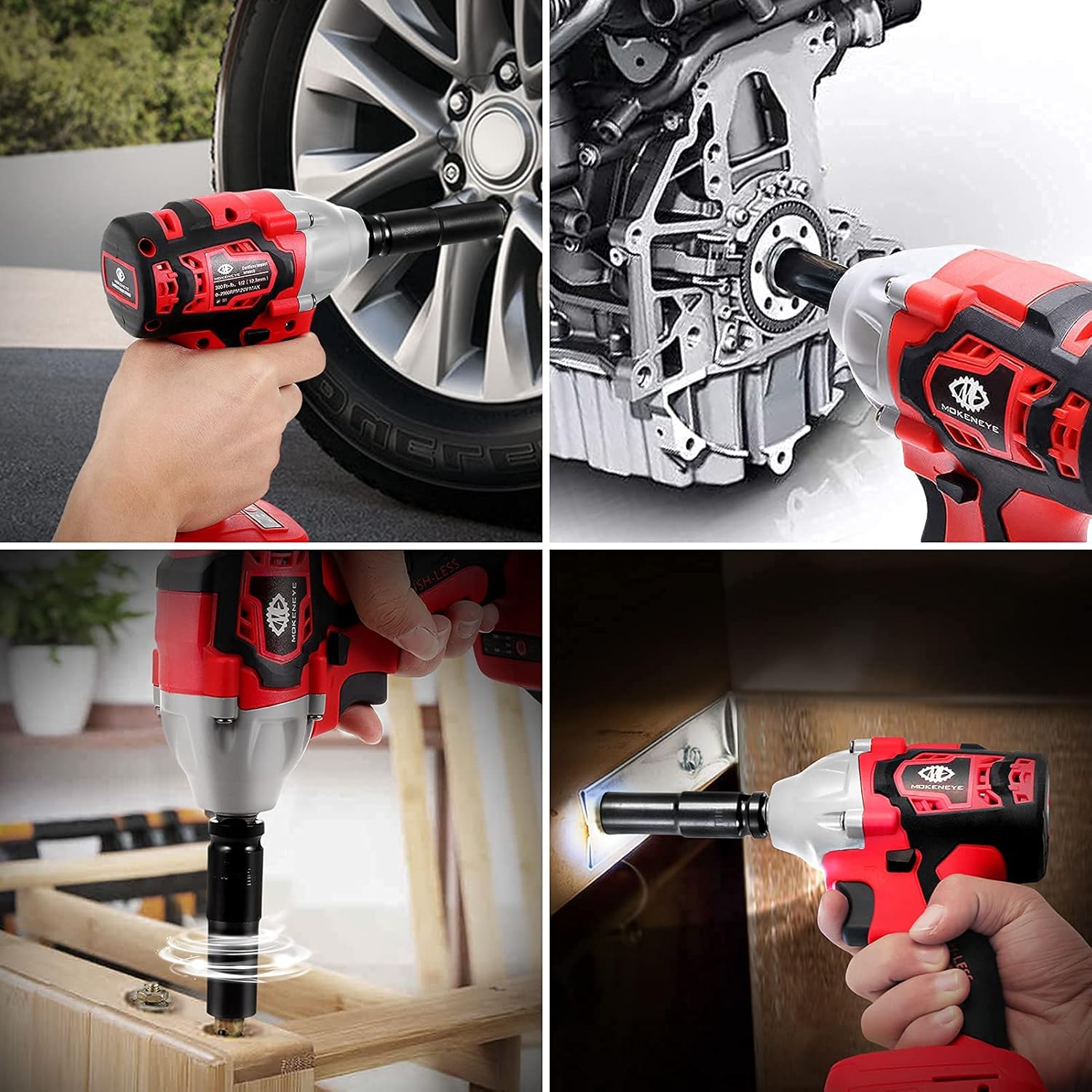20V Cordless Brushless Impact Wrench with 4.0 Ah Battery, 300 Ft-lbs Torque, 1/2 Inch U91720