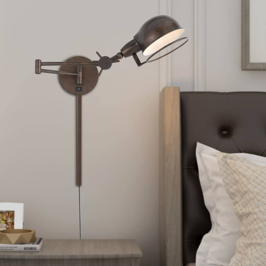 Rust Swing Arm Wall Lamp with Adjustable Shade O77905