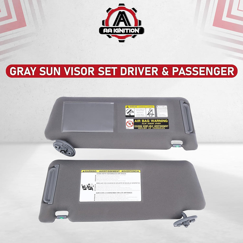 Driver and Passenger Side Sun Visor Set Gray Without Light X298002