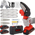 Cordless 4 Inch 24V Electric Chainsaw with 2 Batteries, 2 Chains, Pack of 2 Y116